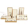 Customized Wooden Full Set of White Leather Jewelry Display Tray for Ring Necklace Earring