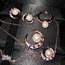Cute Moon Pearl Pendant Necklace Bracelet Ring Earrings Female Luxury Bridal Set for Women Vintage Rose Gold Jewelry Set