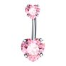 Cute Shining Multicolor Crystal Belly Ring Bling Belly Rings Double Heart Belly Rings Body Piercing