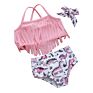 Cute Tassel Top Bikini Set Dinosaur Print Shorts Baby Swimwear Suit Dggs-024