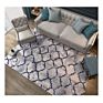 Cynthia Luxury Machine Made Grey and Blue Geometric Quatrefoil Design Modern Area Rugs for Living Room