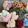 D-Rb002 Novel Design Autumn Dusty Rust Blue Silk Rose Artificial Flowers Bouquet for Wedding Home Decoration