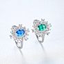 Daidan Wedding Rings Engagement Silver Ring 925 Sterling Oval Blue Green Flower Shape Gemstone Rings