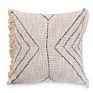 Decorative Kantha Embroidered Cushion Cover with Fringes White Pillow Case Arrow Pattern Cotton Pillow Cover