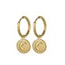 Design 14K Gold Plated Stainless Steel Irregular round Moon Pattern Charm Earrings for Women