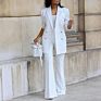 Design Autumn Two Piece Work Jacket Suit Women Single Button Purple Blazer Coat Pants Sets