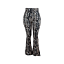 Design Brushed Stretch Tights Super Soft Wide Leg Flare Pants Snakes Skin Animal Prints Black Bottom Bell Leggings