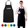 Design Customer Logo Cotton Polyester Pure Color Black Cooking Man Kitchen Garden Bib Apron