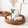 Design Hand Woven Natural Kitchen Serving Storage round Rattan Tray Rattan round Rattan Tray for Food