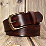 Design Men's Genuine Leather Belt with Solid Copper Buckle