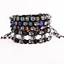 Design Stainless Steel Skull Bracelets Charm Beads Natural Stone Handmade Woven Men Jewelry Beads Macrame Bracelet Men