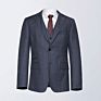 Design Tweed Slim Fit 3 Piece Checked Grey Coat Pant Suit for Men Wedding