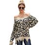 Design V-Neck Women's Pullover Sweater Leopard Thick Knitted Sweater