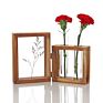 Desktop Glass Planter Diy Test Tube Vase with 4*6" Picture Frame,Glass Terrariumin Wooden Stand for Display Hydroponics Plants