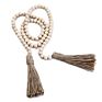 Diy Home Christmas Decor White Wood Bead Garland with Tassels