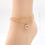 Double Layer Metal Beaded Love Anklets Stainless Steel Hollow Out Heart Charm Anklet for Women Beach Jewelry