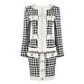 Dropshipping Tweed Houndstooth Two Piece Jacket Short Skirt Set for Women,Women Two Piece Jacket Short