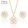 Dtina Gold Necklace Jewelry Sets Gold Plated Earrings Colorful Crystal Jewelry for Ladies