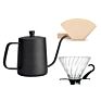 Durable Black Non-Stick Coated 12Oz Stainless Steel Gooseneck Pour over Kettle Jug Spout Drip Pot for Hanging Ear Coffee