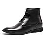 Durable Plush Lining Leather Outdoor Elevator Boots Shoes Men