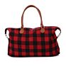 E291 Women Travel Canvas Buffalo Monogrammed Large Capacity Handbag Overnight Plaid Weekender Bags