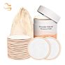 Eco-Friendly 8Cm round Bamboo Cotton Facial Cleansing Pads Laundry Bag Set Reusable Makeup Remover Discs