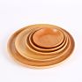 Eco-Friendly Reusable Dinner Bamboo Cutlery round Wooden Bamboo Plate