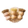 Eco Friendly Bamboo Palm & Sisal Bristles round Mini Scrub Brush Pot Brush Dish Scrubber Natural Kitchen Cleaning Scrubber