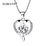 Elbluvf 925 Plated Alloy Copper Zircon Women Jewelry White Purple Sterling Silver Love Heart Necklace