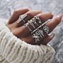 Elegant 9 Pcs/Set Totem Bird Eye Finger Rings Set Knuckle Finger Statement Ring Jewelry