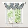 Elkca Silver Grey Tulle Waterfall Swag Valances for Living Room Kitchen Semi Sheer Curtain Valance Rod Pocket with Tassel
