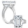 Emerald Cut 925 Sterling Silver Split Shank Pave Setting 5A Cz Diamond Engagement Wedding Ring for Women