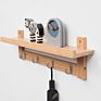 Entryway Wall Mounted Wooden Hanging Shelf with 4 Key Hooks