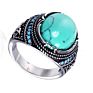 European and American Personality Retro Punk Turquoise Men's Titanium Steel Ring Turkish Wedding Engagement Jewelry Men's Ring