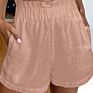 European and American Women's Cotton and Linen Flower Bud High Waist plus Size Wide Leg Casual Shorts