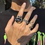 Exaggerated Skull Python Men's Ring Set Retro Gothic Metal Three-Dimensional Animal Bull Head Ring