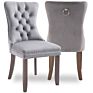 Exquisite and Gratifying Gray Velvet Upholstered Back Button Tufted Nailhead Solid Wood Legs Kitchen Dining Chair Us Inventory