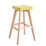 Fabric Dining Chair Wood Legs Stool Comfortable Fabric Stool Bar Stool