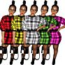 Fall / Short Skirt Set for Women Plaid Thickened Sweater Tight Hip-Hugging Skirt 2-Piece Set