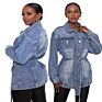 Fall Clothes Trench Coat Denim Jacket with Belt Arrivals Casual Single Breasted Slim Fit Women Jeans Coat
