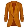 Fall Solid Color Simple Lady Office Blazer Jacket 3/4 Stretchy Ruched Sleeve Open Front Business Blazer for Women