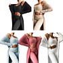 Fall Women Pant Sets Sweater Pajamas for Women Set Cozy Lounge Wear Fuzzy Fleece Sleepwear with Robe 3 Pieces Lounge Wear Sets