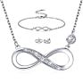 Fine Jewelry Designer S925 Real Silver Eight Earring Bracelet Women's Wedding Infinity Necklace Fine Jewelry Sets