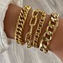 Finetoo Luxury Gold Cuban Link Chain Bracelet Gold Plated Punk Style Chunky Charm Bracelets for Women