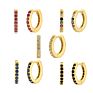 Fuamay 925 Sterling Silver 18K Gold Plated Color Crystal Tiny Small Rainbow Huggie Earrings