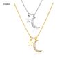 Fuamay Silver Star Moon Stone Necklace 925 Bling Crescent Stars and Moon Necklaces Cadenas De Mujer
