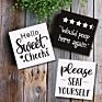 Funny Bathroom Signs,Farmhouse Bathroom Wooden Wall Decor ,Freestanding Quarter Bathroom Mini Blocks