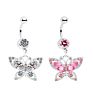 Gaby Stainless Steel Pink Diamond Butterfly Belly Button Rings Body Piercing Jewelry
