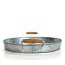 Galvanized round Tray, Wooden Handle, Suitable for Family, Office, Party, Wedding