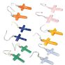 Gemstone Cross Earring Silver Hook Red Aventurine Sodalite Green Aventurine Rose Quartz Yellow Jade Blue Lace Agate